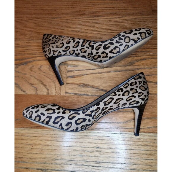 Banana Republic Calf Hair Leopard Print Leather Pump Heels Size 8 - Picture 7 of 14